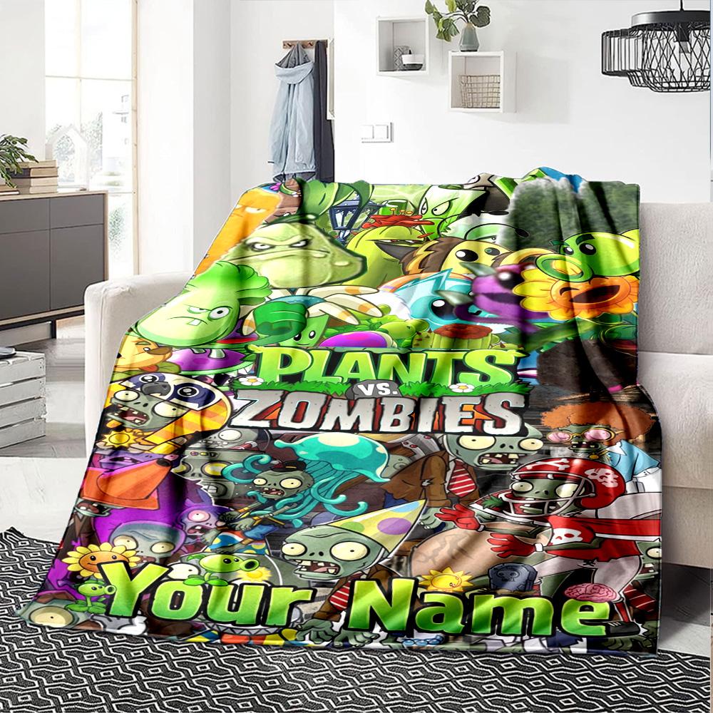 Plants vs. Pătură cu text personalizabil cu zombi Pătură multifuncțională personalizabilă Moale Caldă Confortabilă Potrivită pentru Lenjerie de pat Pat Picnicuri Malul mării Pentru Toate Ocaziile