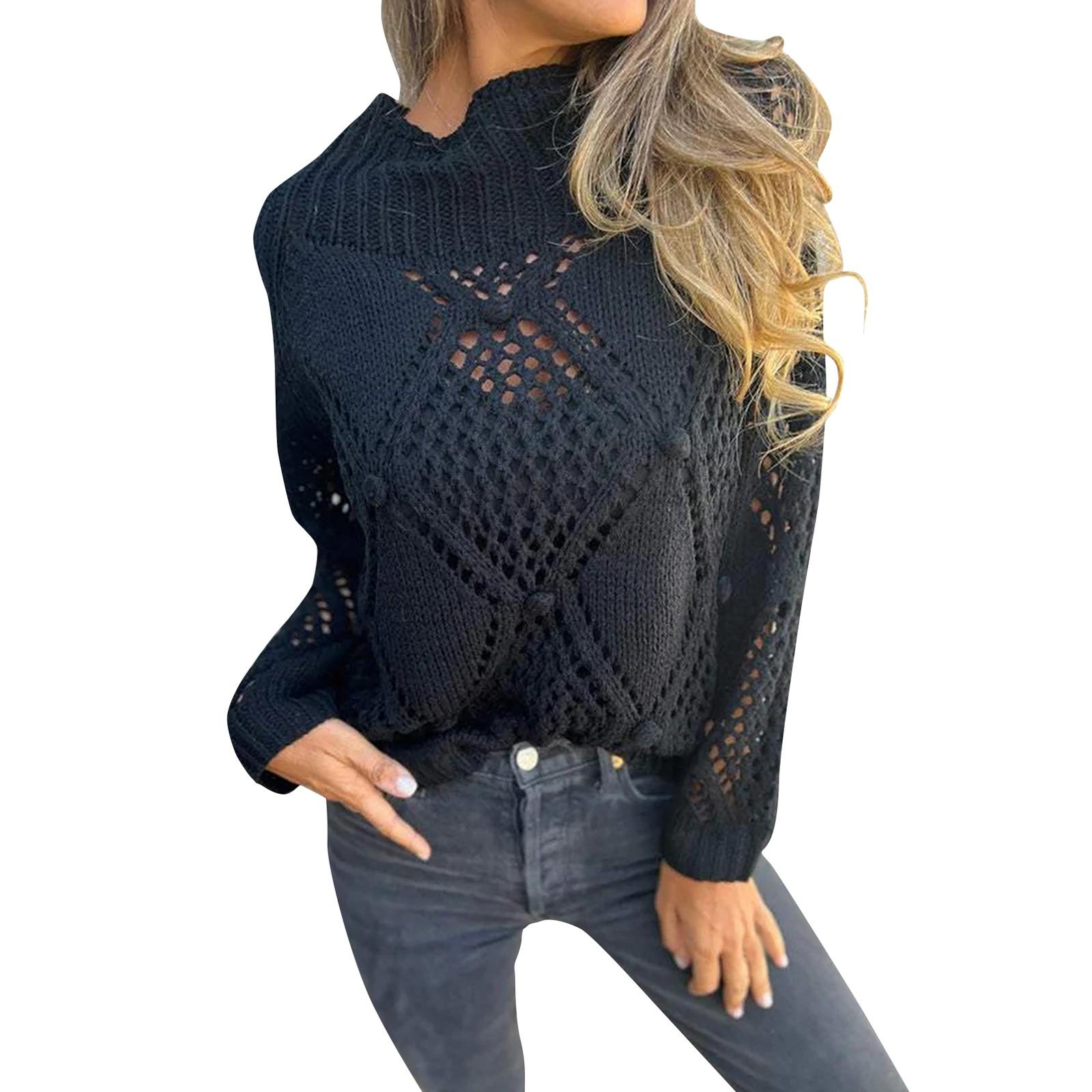 

Женские осенние свитера с длинным рукавом, свободные толстые трикотажные джемперы M чёрный