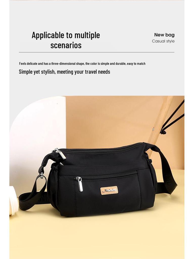 Water-Repellent Nylon Crossbody Bag for Middle-Aged Women, Large-Capacity, Multi-Layer, Versatile Casual Shoulder Bag.