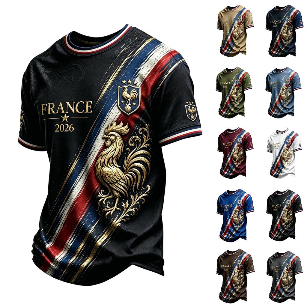 Men's Soccer Fan Support Short Sleeve Neck T-Shirt Lightweight Breathable