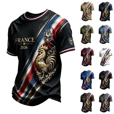 Herren Fußball Fan Support Kurzarm Hals T-Shirt Leicht Atmungsaktiv