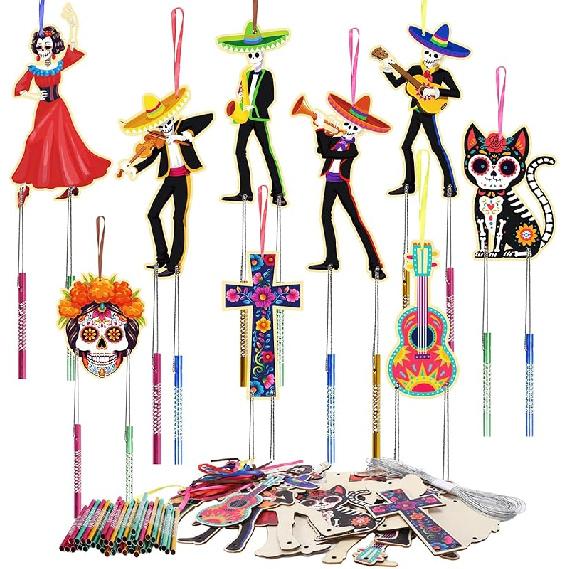 Fennoral 27 Pack Hummingbird Wind Chime Craft Kit for Kids Make Your Own Hummingbird Craft Wooden Ornaments for Girls and Boys DIY Crafts Activity