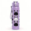 1PC Black White Rabbit Repeat Grid 750ml Color Plastic Sports Water Bottle Leakproof Flip Straw Lid For Sports Office Home Use