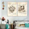 Pop Vintage Sketch Video Game Handle VR Gaming Poster Wall Art Pictures Canvas Painting Gamer Room Home Decor