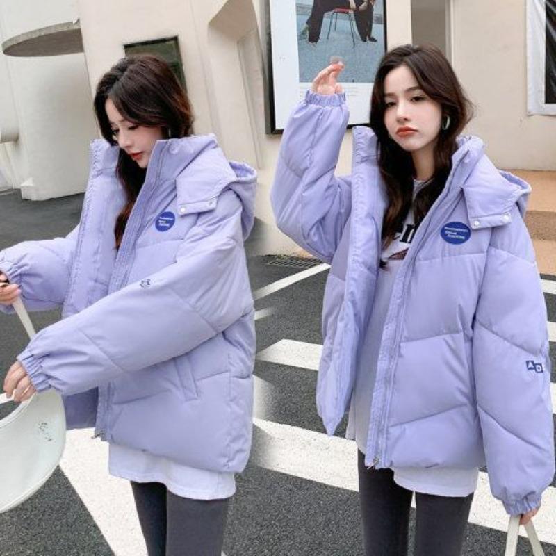 Down Jacket Women's Short Winter Loose Casual Fashion Hooded Jacket Student Bread Jacket Plus Size Women's Down Cotton Jacket