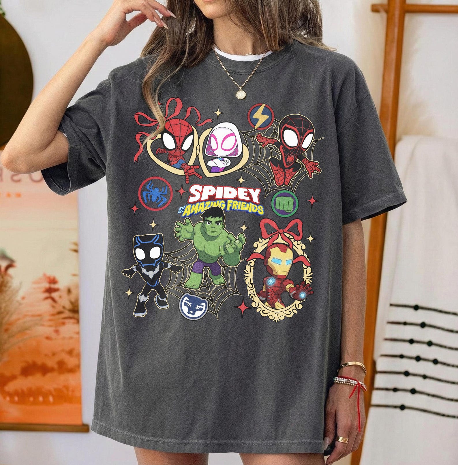 Spidey Friends T-Shirt, Superhero Birthday Gift, Disneyland Gift 4XL