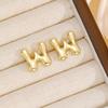 18K Polished Cute Bubble 26 Alphabet Stud Earrings - Minimalist Ear Jewelry