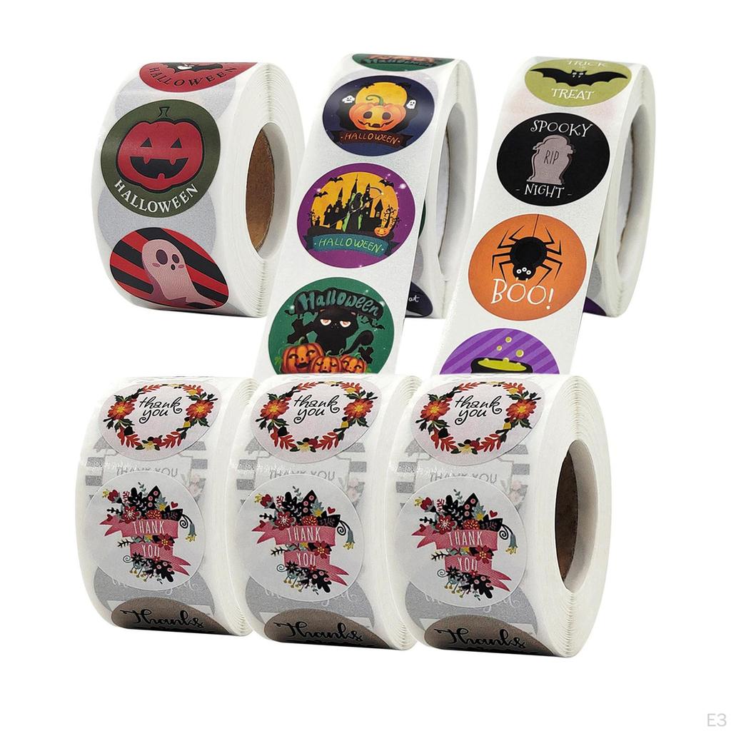 3 Rulo 1500 Adet Cadılar Bayramı Etiketi Kendinden Yapışkanlı Kağıt Etiketler