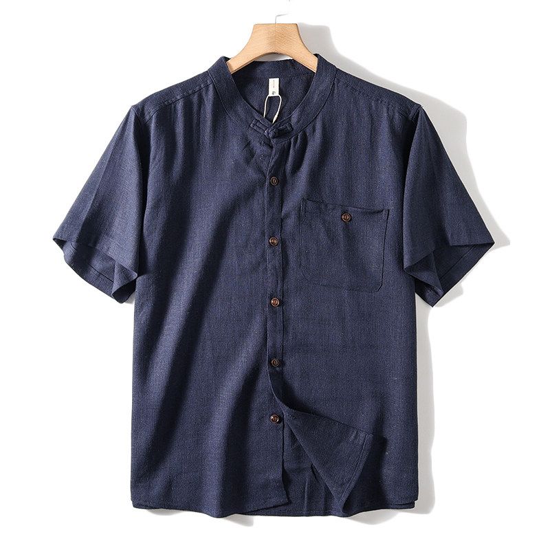 Chinese Style Shirt Thin Export Export Men s Linen Navy Blue Top 5601 XL