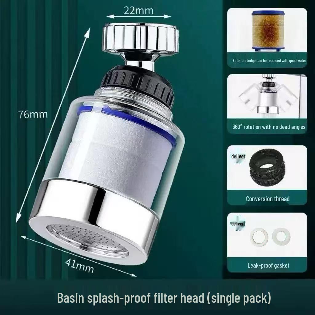 360° Rotating Splash-Proof Kitchen Faucet Filter & Showerhead Extender