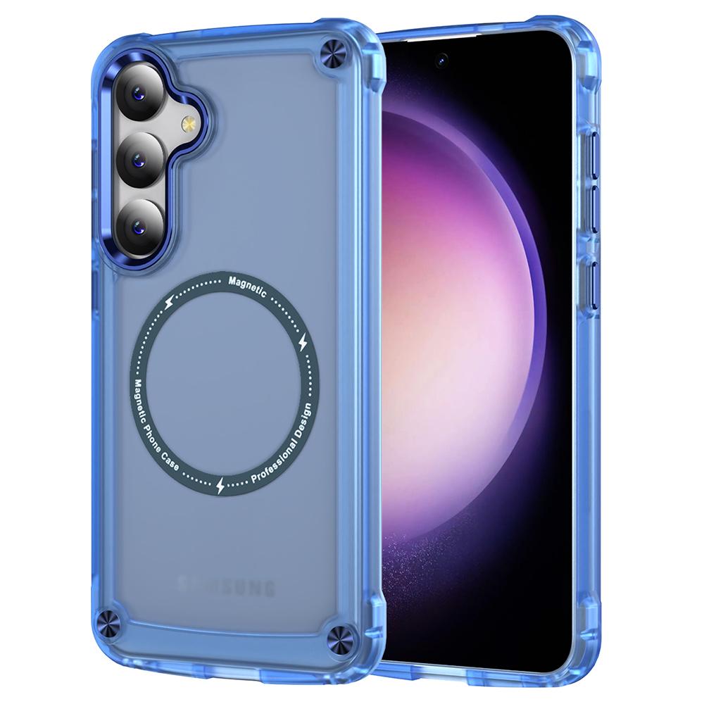 

For Samsung Galaxy S25 Case Skin Touch TPU+PC Phone Cover Compatible with MagSafe Transparent Blue