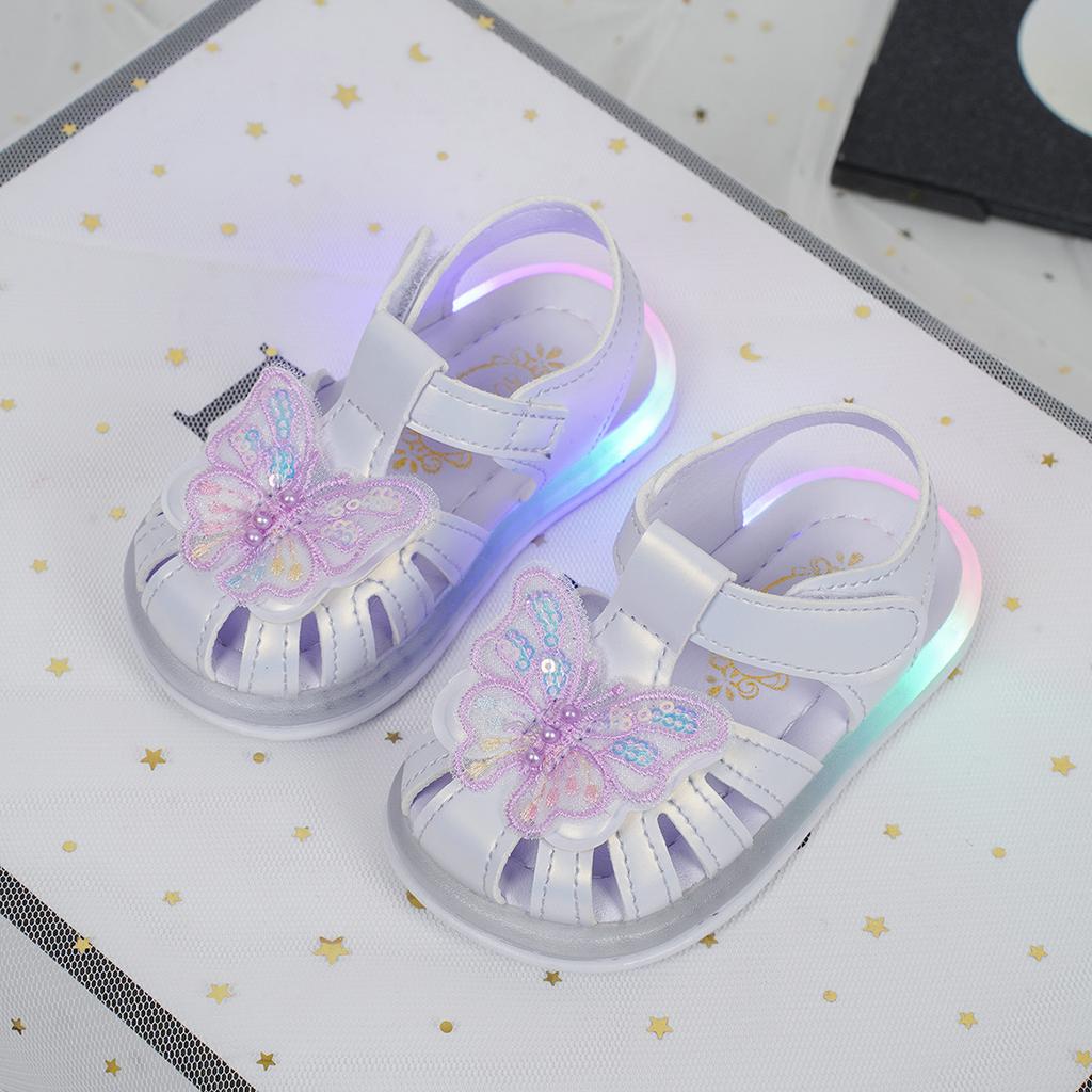 Fashion Glowing Girls Sandals 2025 Summer New Kids Shoes Simple Soft Soled Baby Shoe Comfort Anti Slip Child Beach Shoes Zapatos