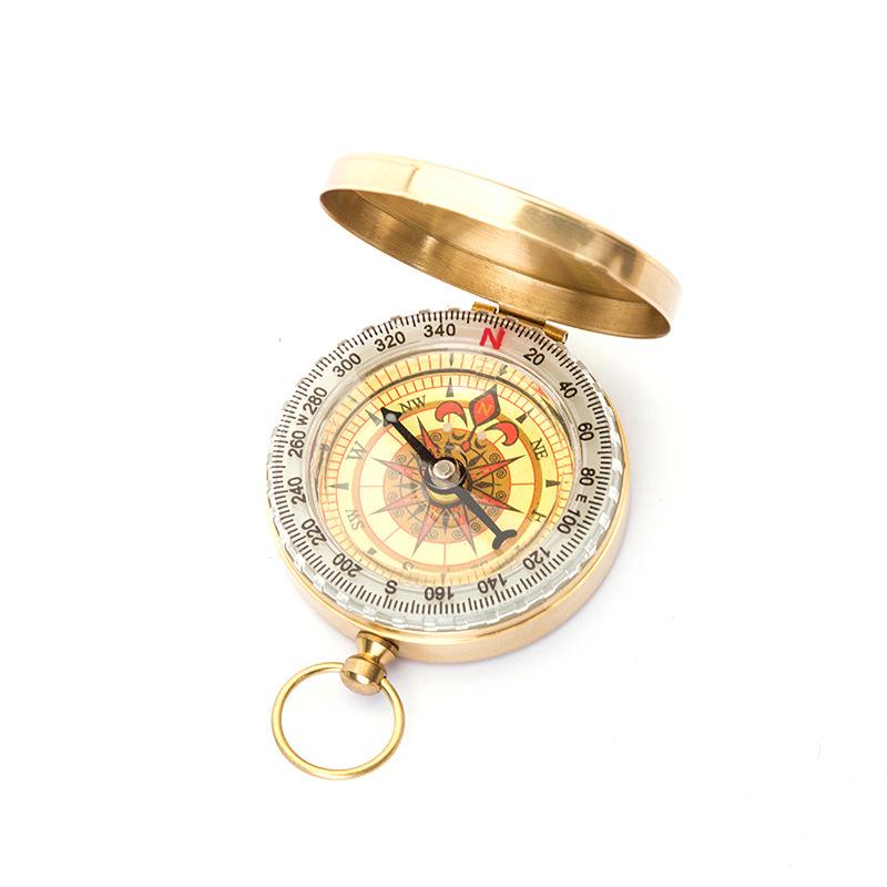 G50 Flip-Top Brass Outdoor Compass, Luminous High-Precision North-Finding Pocket Watch