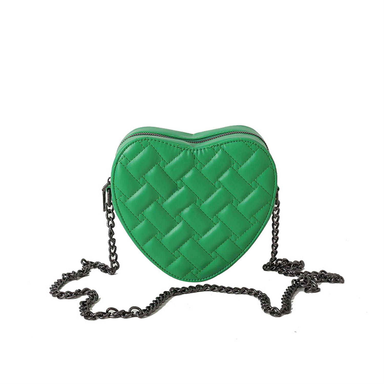 

Women s Crossbody Bag Light Luxury Texture Chain Bag Embroidered Thread K-G Heart-Shaped Model Bag Handbag зелений