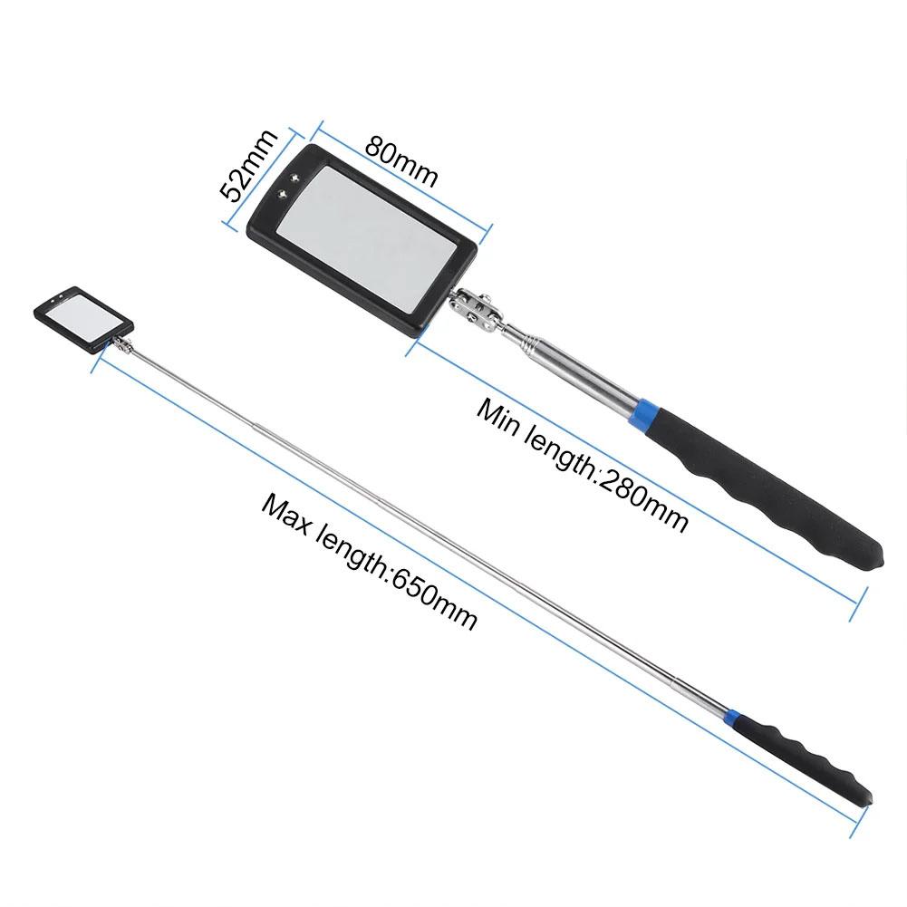 Auto 360° inspekční zrcátko s LED světlem, teleskopická zrcátka, prodlužovací zrcátko pro mechaniky, inspekční zrcátko, teleskopická rukojeť, oprava také