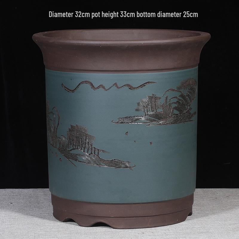 Extra Large Purple Clay Tall Flower Pot 2025 - Cylindrical Ceramic Design
