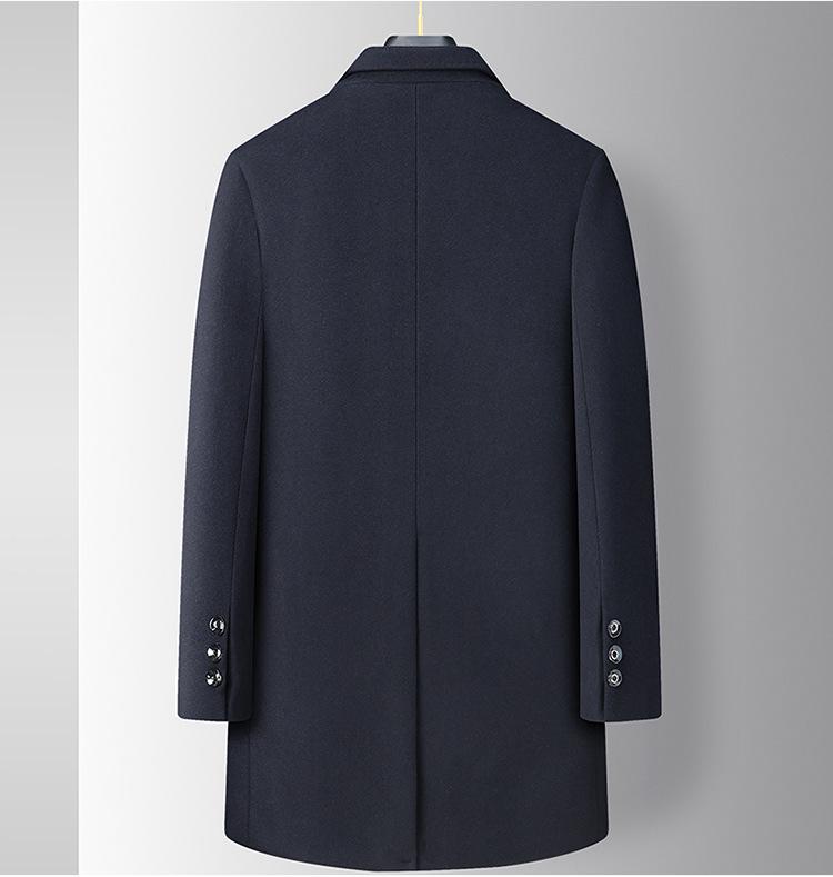 Męski płaszcz wełniany plus size - Jesienno-zimowy Długi, Casualowy, Ciepły