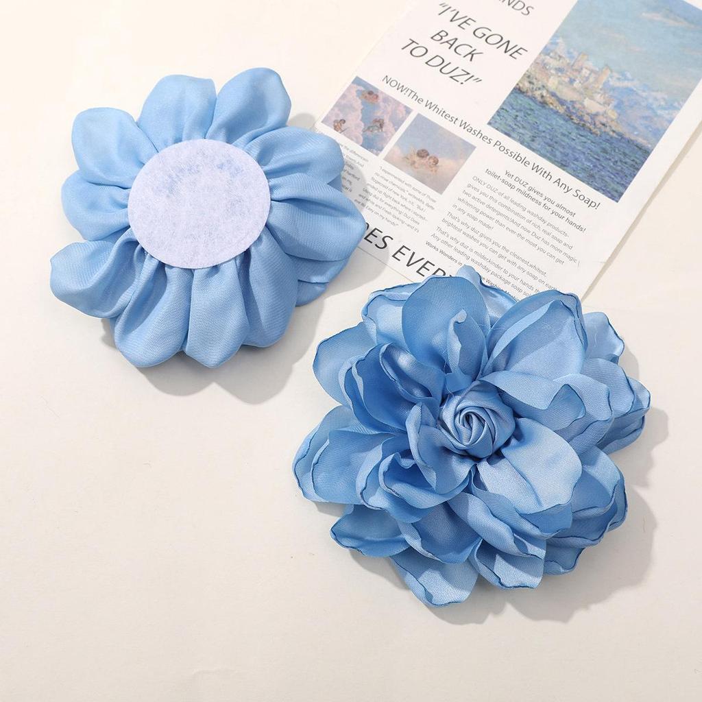 Korean Retro Satin Rose DIY Hair Accessories & Women's Necklace Brooch