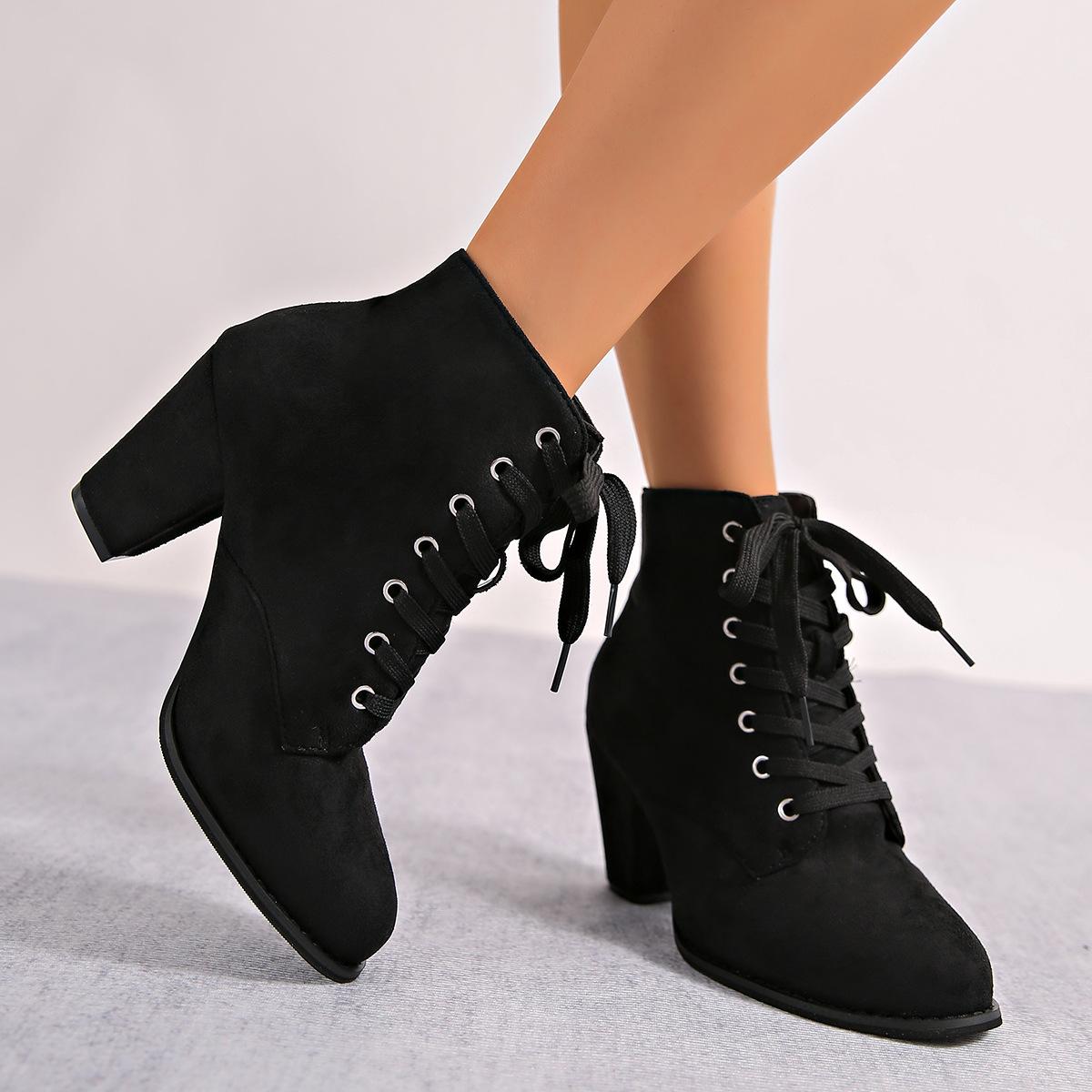 Coarse Heel High Heel Lace-Up Martin