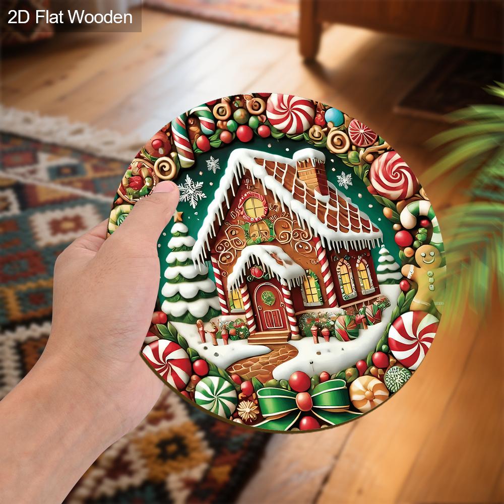 Weihnachts-Holzschild mit Schneehäuschen-Muster - Navidad-Schild für Haustür, Hof, Balkondeko - Ideale Weihnachtsdekoration