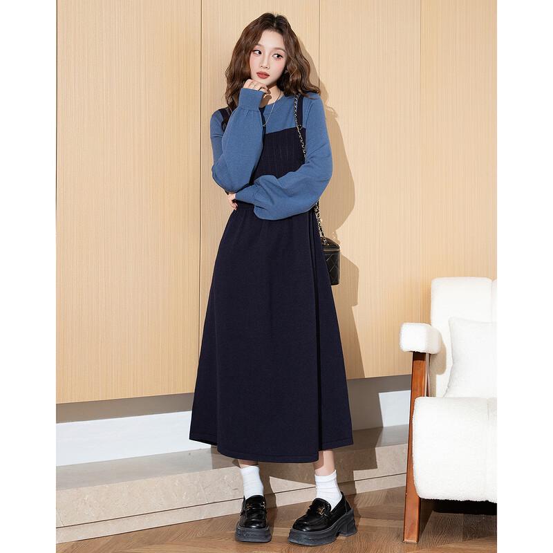 

Женское вязаное платье TonLion с круглым вырезом, имитация двойки L