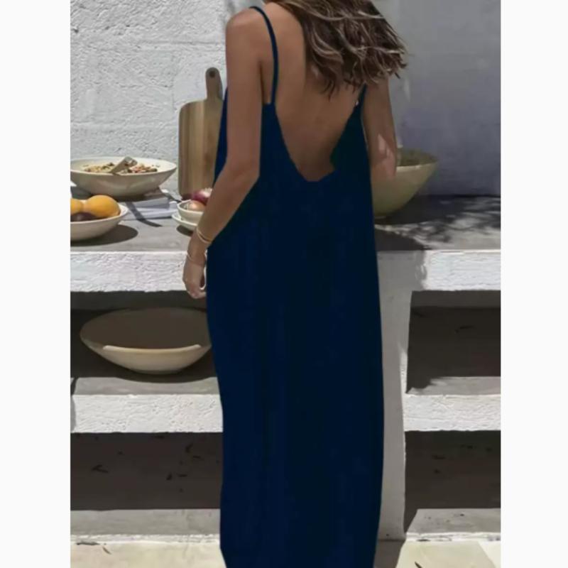 Camisole-Kleid für Damen, rückenfrei, lockerer langer Rock, Urlaubs-Zuhause-Stil