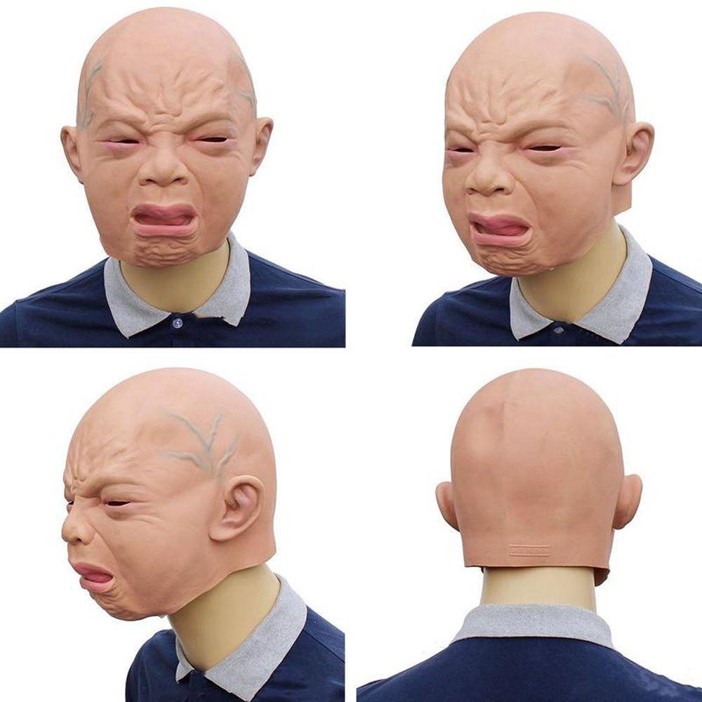 Funny Doll Halloween Costumes Full Head for Adults Latex Mask Crying Baby Mask Crying Face Mask