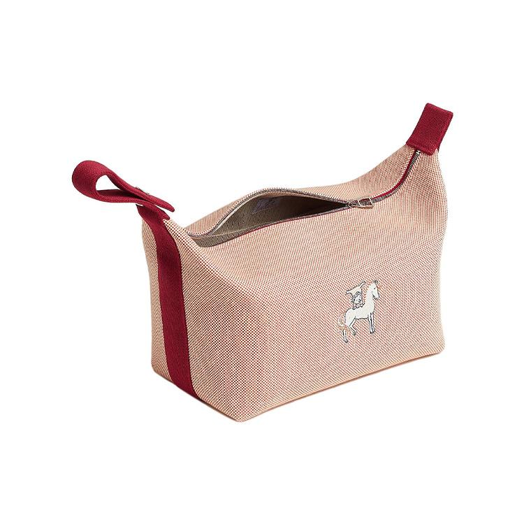 New HERMES Bride-a-Brac Polyester Canvas Bag Lunch Boxes With Storage Unisex Orange Red H103587M02