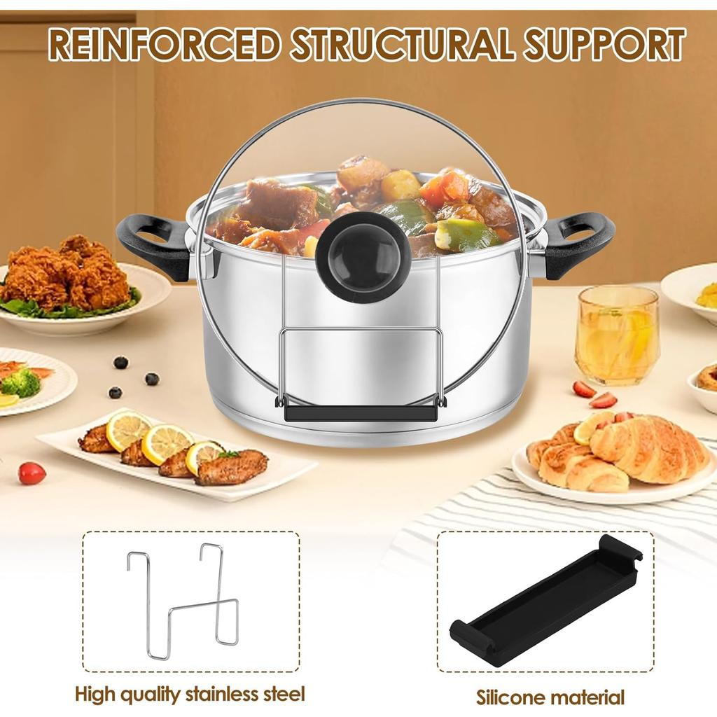 1pc Stainless Steel Slow Cooker Lid Holder, Pot Lid Organizer with Non-Slip Base, Space-Saving Countertop or Sink Storage Rack