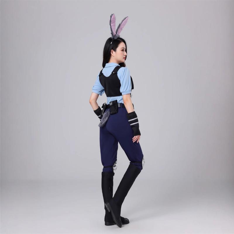 Halloween Adult Costume Crazy Zootopia Rabbit Judy Police Officer Costume Long Sleeve Short Sleeve Suit