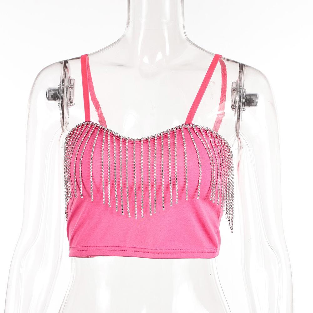 Tassel Rhinestone Chain Strapless Suspender Women's Nightclub Sexy Versatile Top