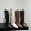 Inner Height Increasing Pointed Western Cowboy Boots Women's Shoes Single Boots Brown Medium Boots
