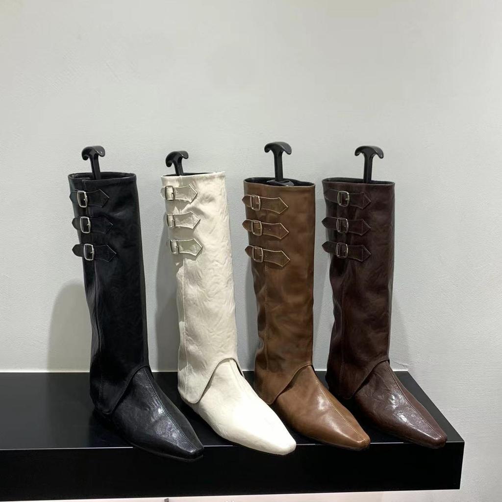 Inner Height Increasing Pointed Western Cowboy Boots Women's Shoes Single Boots Brown Medium Boots