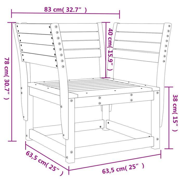 VidaXL Garden Chair, Patio Seat with Armrests and Backrest, Modular Outdoor Terrace Living Room Armchair, Wood of 844678