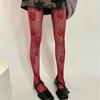 Women Aesthetic Flower Mesh Pantyhose Hosiery Vintage Peony Patterned Hollowed Out Fishnet Tights Stockings for Parties
