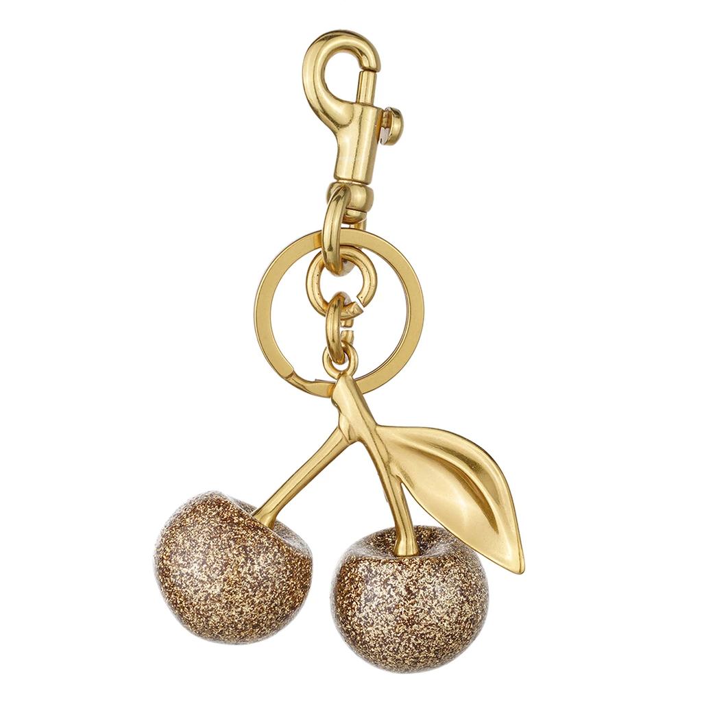 Funkelnder Goldener Kristallkirschen-Anhänger für Tasche Harz-Kirschen-Anhänger Geldbörsen-Schlüsselanhänger-Charm Festlicher Weihnachtsbeutel-Zubehör
