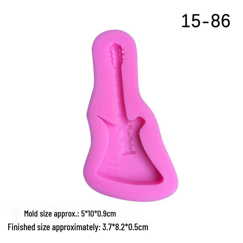 Music Theme Guitar & Notes Fondant Silicone Mold for Cake and Chocolate Decoration