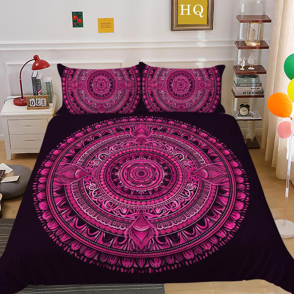 3D Datura Bedding Set Indian Style Duvet Cover 2/3pcs UK/US/AU/DE/UE Full Size Super Big Bed Room Washable Soft and Quick Drying Home Decoration