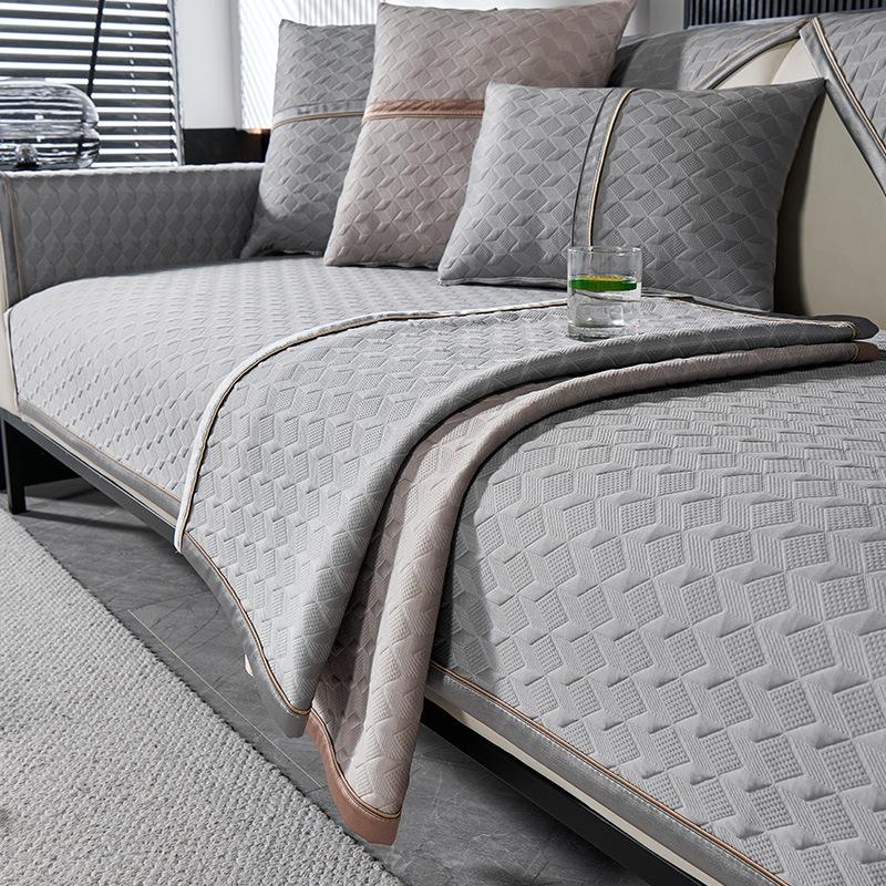 New High-End Summer Ice Silk Sofa Cushion Summer Mat Non-Slip Seat Cushion Premium Sense Cover Cloth Towel