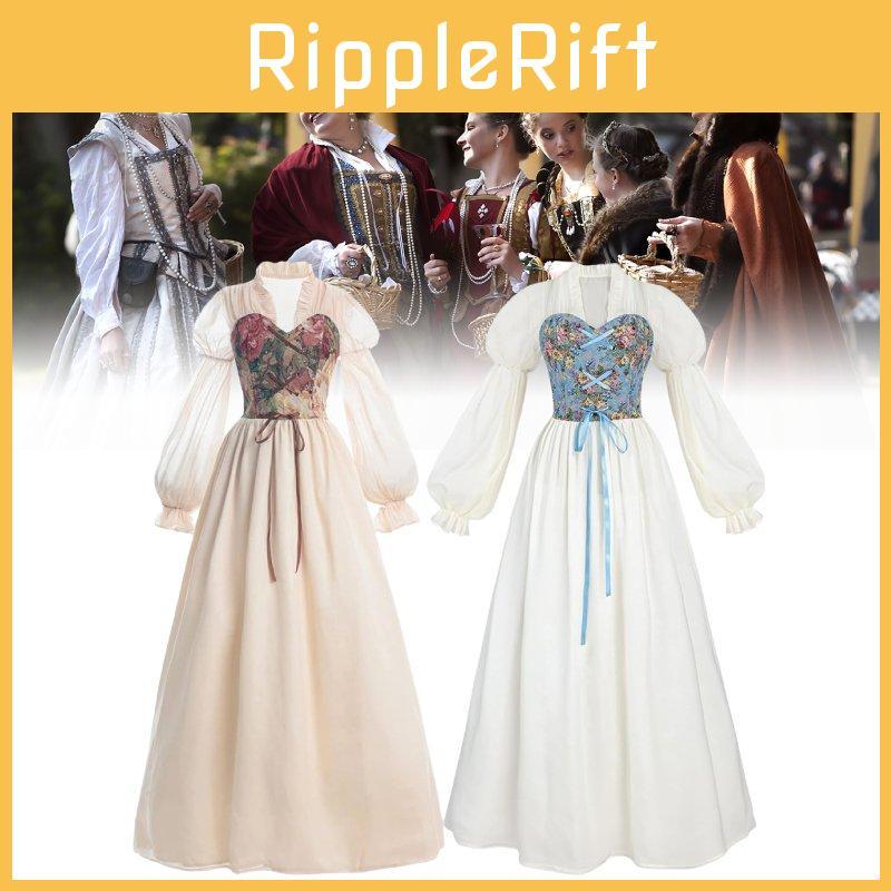 Women Renaissance Skirt Dress Festivals Cosplay Decor Costume Performance Set
