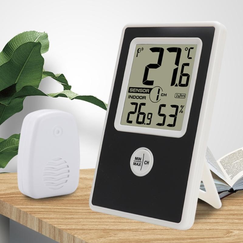 Wireless Indoor Outdoor Thermometer Hygrometer Digital Easy to Read Gauge for Home Bedroom Office Monitor Equipment Too