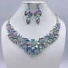 Bridal Necklace Earrings Wedding Dress Full of Diamonds Flowers Two Pieces Crystal Full Diamond Temperament Jewelry Accessory Set