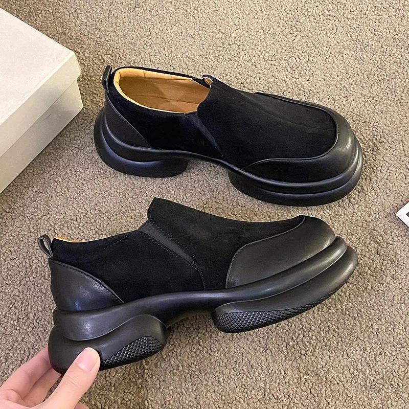 Fashion Muffin Thick Bottom Round Head Mid-mouth Color Matching Fashion All Comfortable Non-slip Breathable Casual Women's Single Shoes