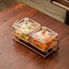 amber 2-compartment with gold stand & lid