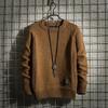 Men's Retro Korean Style Knit Pullover: Warm, Thickened, Round Neck, Long Sleeve for Autumn and Winter.
