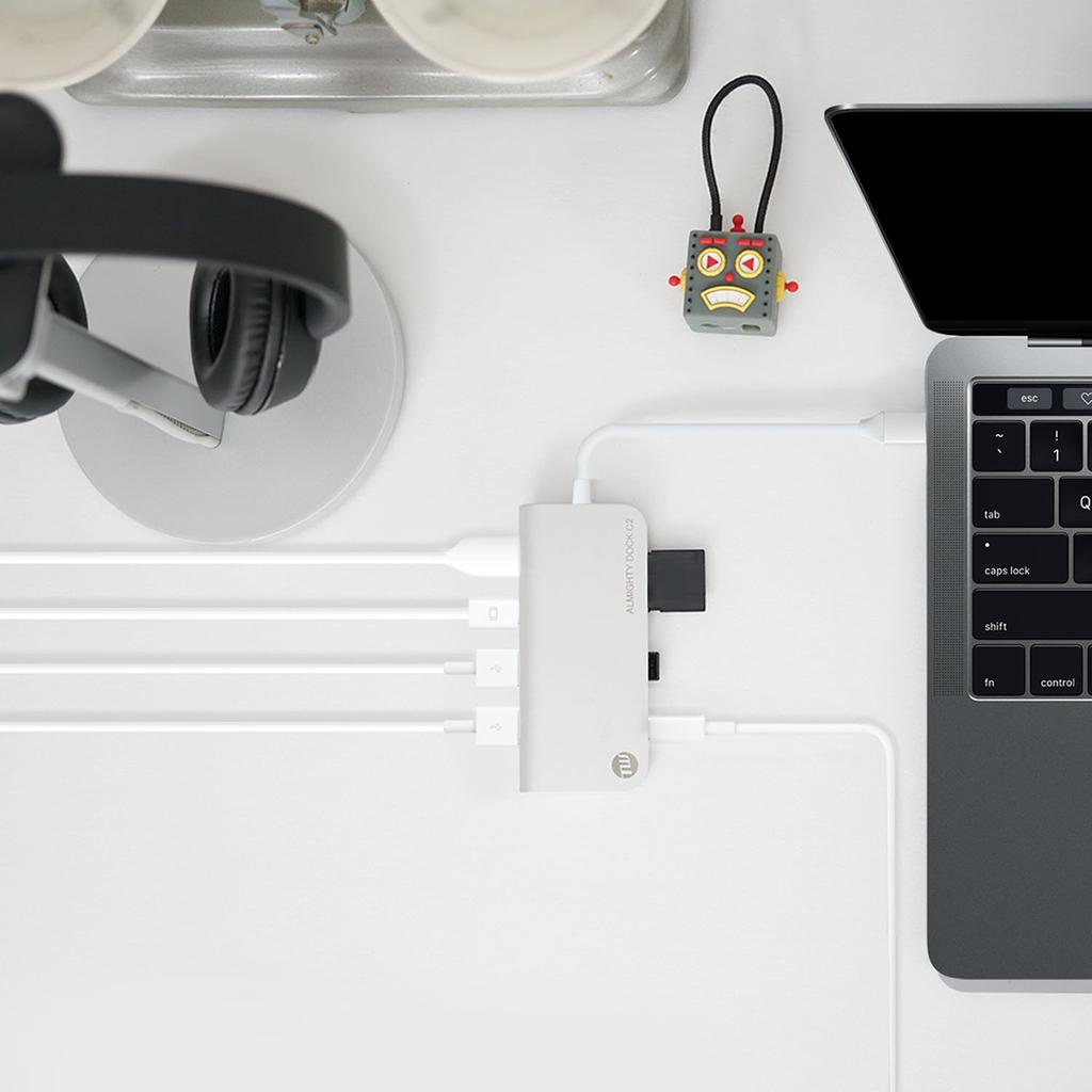 TUNEWEAR ALMIGHTY DOCK C2 Multi USB Hub Ethernet 4K Mini DisplayPort Silver TUN-OT-000041