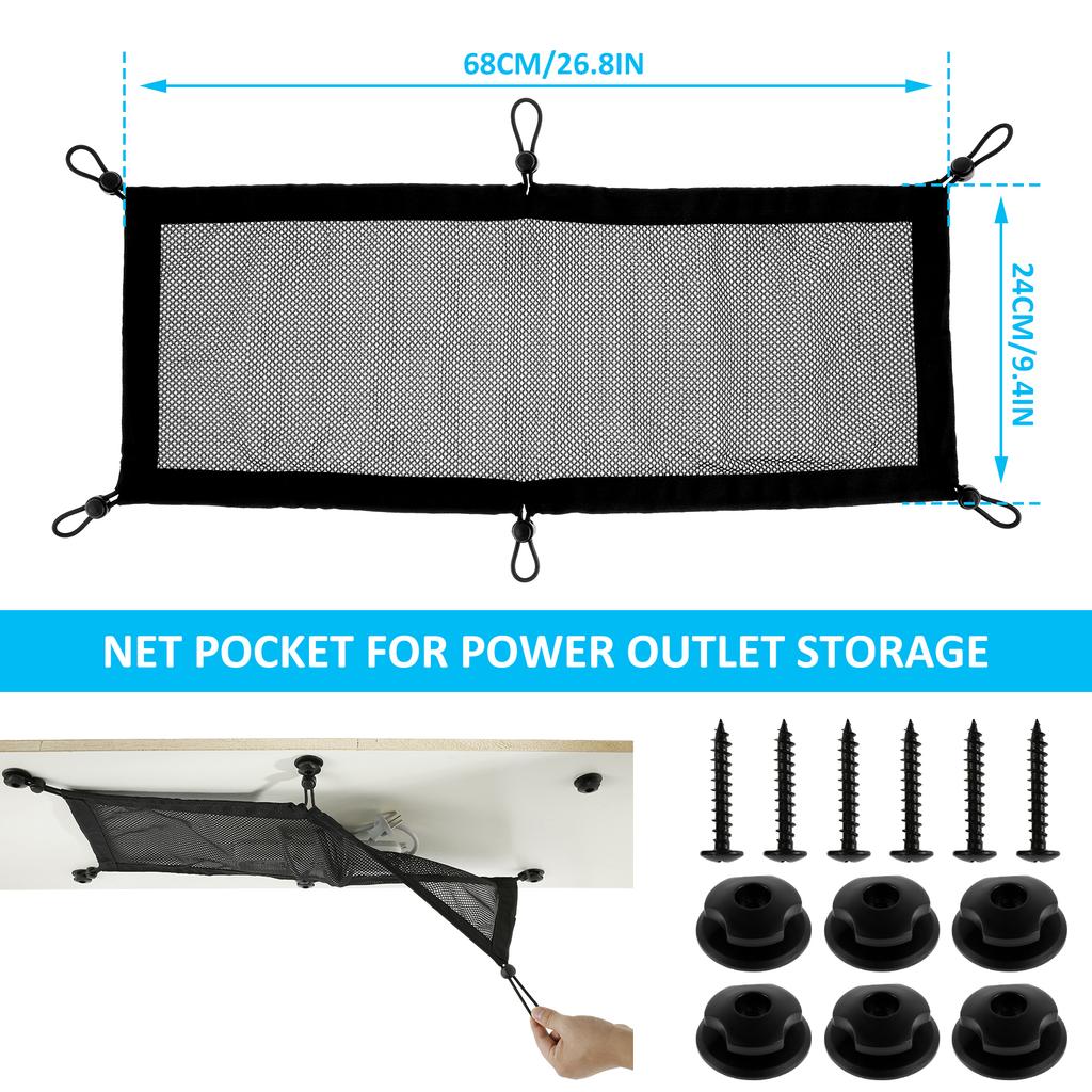 Cable Management Net Large Capacity Wire Organizer Net Flexible Adjustable Privacy Mesh Cord Organizer for Home Office Workbench