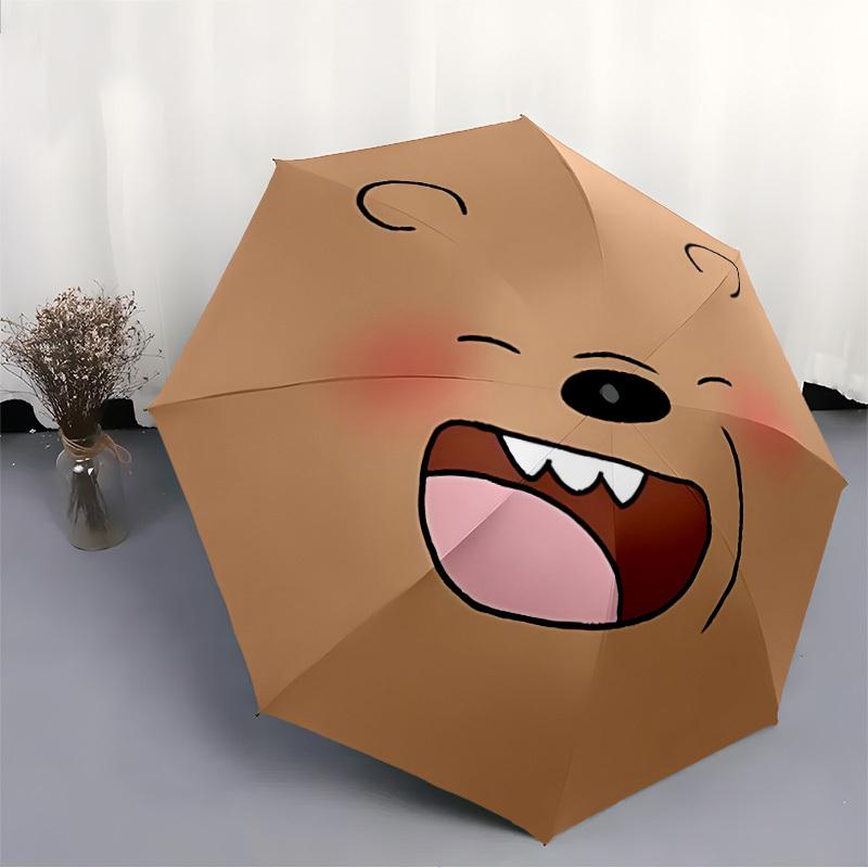 1pc We Bare Bears Automatic Open/close Folding Portable Umbrella with 8-Rib Structure for Women/Men, All-Season Use  a0901041