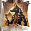 Vikama Anubis-Themed Soft Polyester Plush Pillowcases Ancient Egypt Inspired Home Decor Cushion Covers