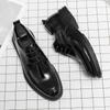 Derby Schuhe für Herren Dicke Sohle Schnürschuhe Runde Zehenpartie Schwarz Männlich Bequem Rutschfest Business Formell Hochzeitsschuhe Slipper